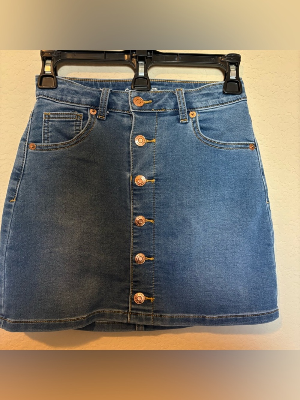 Cat & Jack Girls Blue Denim Skirt Button-Down Front Adjustable Tab Size 7/8